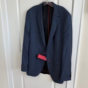 HUGO Blue Micro-Check Sport Coat with Subtle Pattern